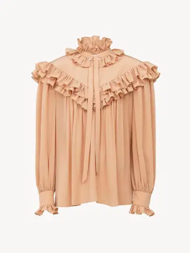 Chloé Oversized ruffle top in crêpe de chine | Thumbnail 2 Chloé Oversized ruffle top in crêpe de chine | Thumbnail 2