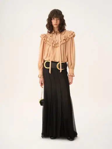 Chloé Oversized ruffle top in crêpe de chine | Thumbnail 3 Chloé Oversized ruffle top in crêpe de chine | Thumbnail 3