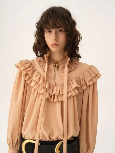 Chloé Oversized ruffle top in crêpe de chine | Thumbnail 8 Chloé Oversized ruffle top in crêpe de chine | Thumbnail 8