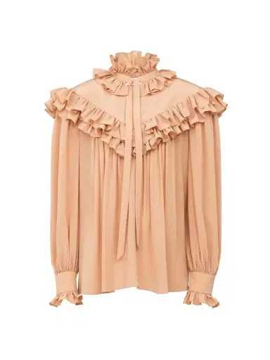 Chloé Oversized ruffle top in crêpe de chine | Thumbnail 1 Chloé Oversized ruffle top in crêpe de chine | Thumbnail 1