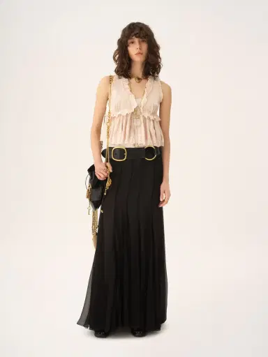 Chloé Tie-front sleeveless top in washed silk satin & lace | Thumbnail 3