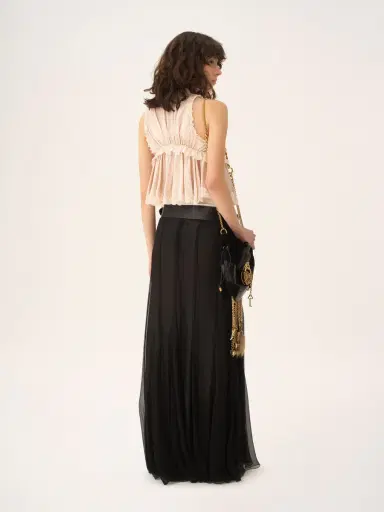 Chloé Tie-front sleeveless top in washed silk satin & lace | Thumbnail 5