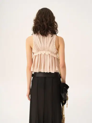 Chloé Tie-front sleeveless top in washed silk satin & lace | Thumbnail 6