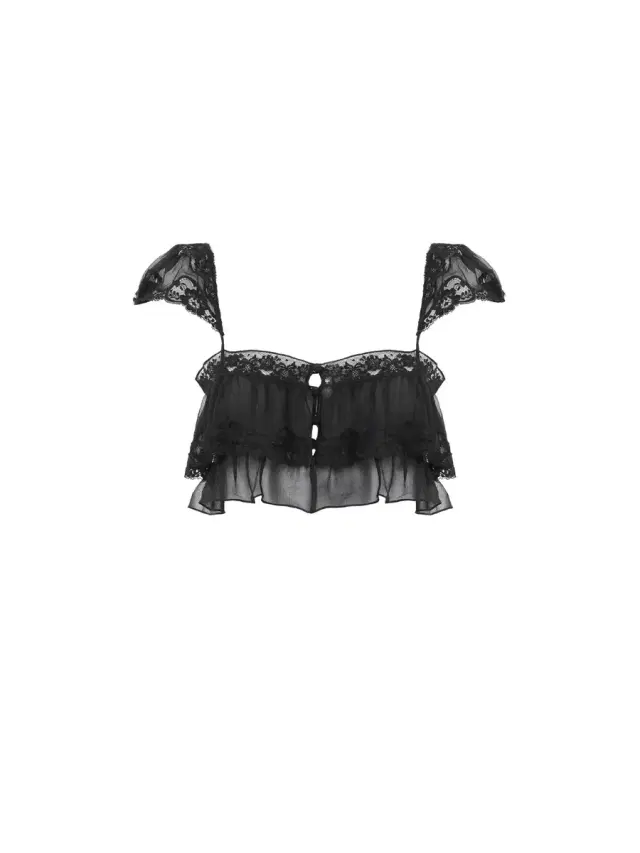 Chloé Ruffled bralette in silk mousseline & lace