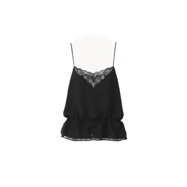 Chloé Drawstring camisole top in silk jacquard & lace | Thumbnail 1