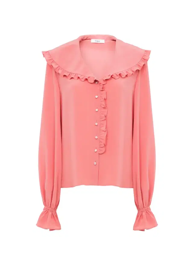 Chloé Fluid ruffle blouse in crêpe de chine