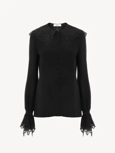 Chloé Fluid blouse in crêpe de chine & lace | Thumbnail 2