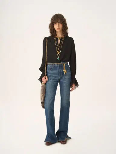 Chloé Fluid blouse in crêpe de chine & lace | Thumbnail 3