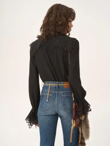 Chloé Fluid blouse in crêpe de chine & lace | Thumbnail 5