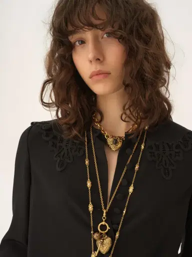 Chloé Fluid blouse in crêpe de chine & lace | Thumbnail 6