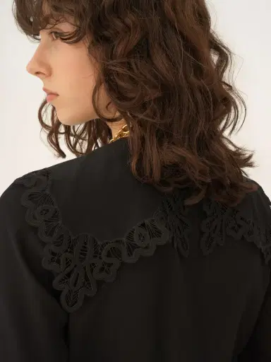 Chloé Fluid blouse in crêpe de chine & lace | Thumbnail 7