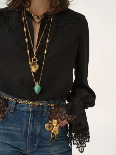 Chloé Fluid blouse in crêpe de chine & lace | Thumbnail 8