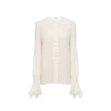 Chloé Fluid blouse in crêpe de chine & lace | Thumbnail 1 Chloé Fluid blouse in crêpe de chine & lace | Thumbnail 1