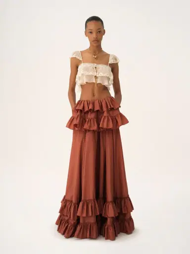 Chloé Tiered maxi skirt in washed silk taffeta | Thumbnail 3
