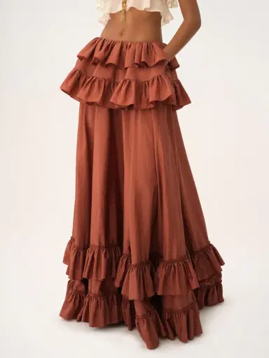 Chloé Tiered maxi skirt in washed silk taffeta | Thumbnail 4