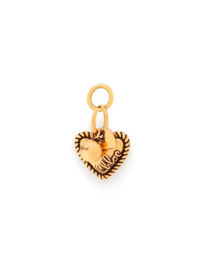 Chloé Pearl & Heart charm in brass