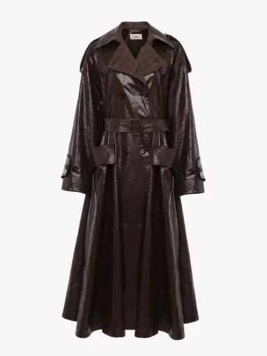 Chloé Double-breasted long riding coat in coated linen | Thumbnail 2 Chloé Double-breasted long riding coat in coated linen | Thumbnail 2