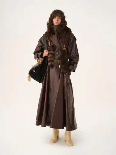Chloé Double-breasted long riding coat in coated linen | Thumbnail 3 Chloé Double-breasted long riding coat in coated linen | Thumbnail 3