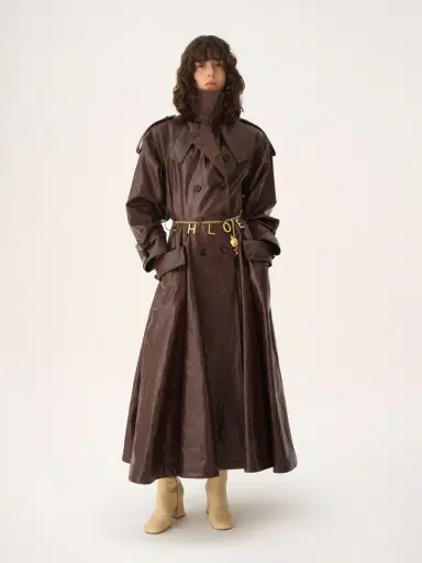 Chloé Double-breasted long riding coat in coated linen | Thumbnail 4 Chloé Double-breasted long riding coat in coated linen | Thumbnail 4
