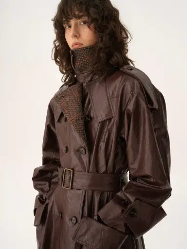 Chloé Double-breasted long riding coat in coated linen | Thumbnail 6 Chloé Double-breasted long riding coat in coated linen | Thumbnail 6