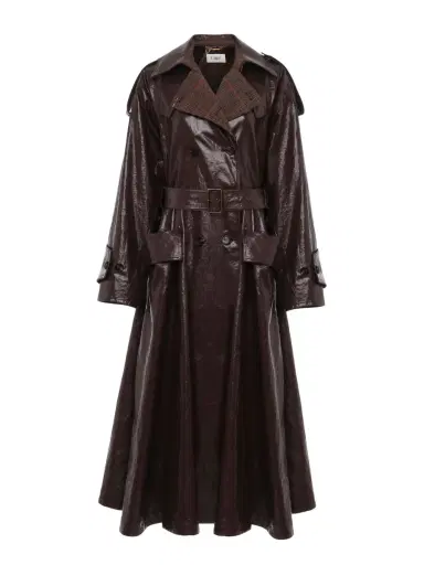 Chloé Double-breasted long riding coat in coated linen | Thumbnail 1 Chloé Double-breasted long riding coat in coated linen | Thumbnail 1