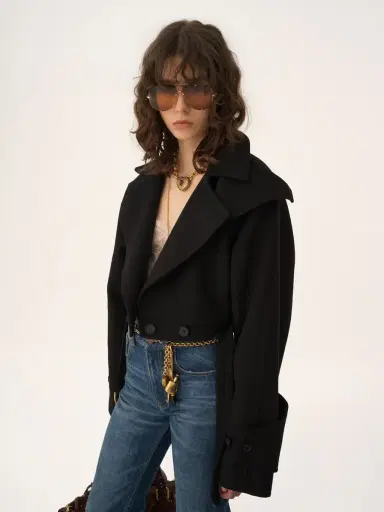 Chloé Cropped coat in double-face wool | Thumbnail 4