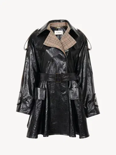 Chloé Double-breasted short riding coat in coated linen | Thumbnail 2