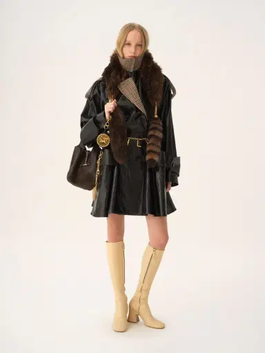 Chloé Double-breasted short riding coat in coated linen | Thumbnail 3