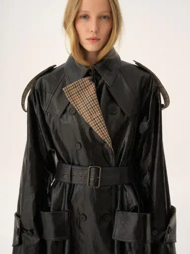 Chloé Double-breasted short riding coat in coated linen | Thumbnail 8