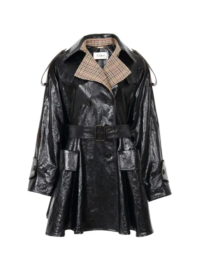 Chloé Double-breasted short riding coat in coated linen