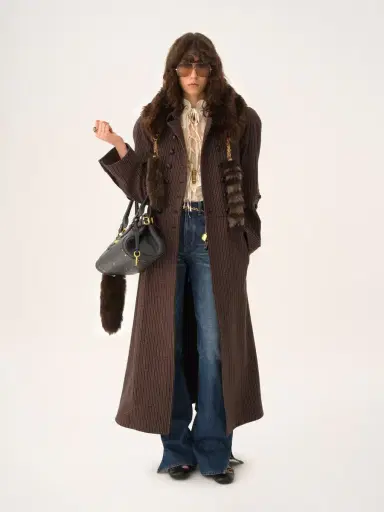 Chloé Double-breasted riding coat in houndstooth wool | Thumbnail 3