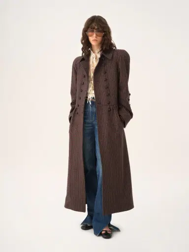 Chloé Double-breasted riding coat in houndstooth wool | Thumbnail 4