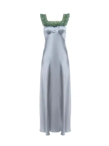 Chloé Sleeveless column dress in washed silk satin & lace | Thumbnail 1