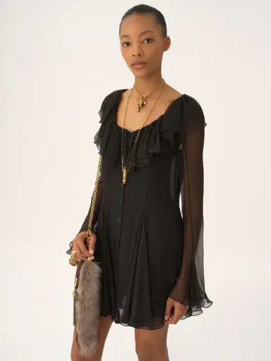 Chloé Flared mini dress in silk mousseline | Thumbnail 4