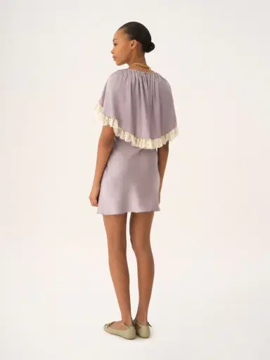 Chloé Mini cape dress in washed silk satin & lace | Thumbnail 5