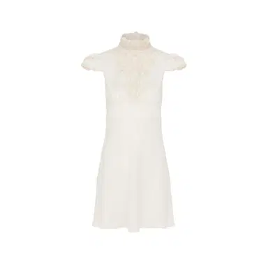 Chloé High-neck mini dress in jacquard silk & lace | Thumbnail 1