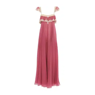 Chloé Fluid long dress in silk mousseline & lace | Thumbnail 1 Chloé Fluid long dress in silk mousseline & lace | Thumbnail 1
