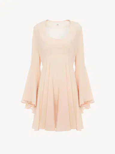 Chloé Flared mini dress in silk georgette | Thumbnail 2