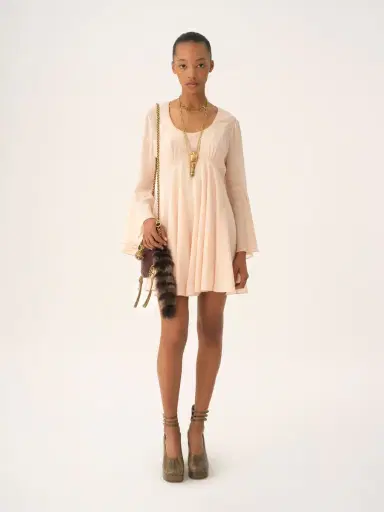 Chloé Flared mini dress in silk georgette | Thumbnail 3