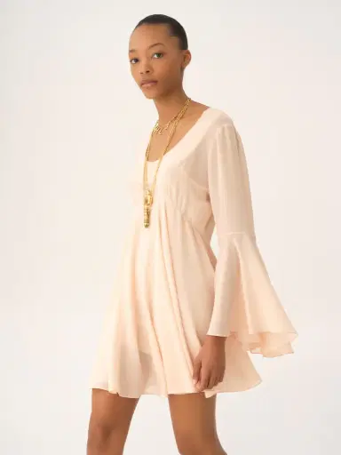 Chloé Flared mini dress in silk georgette | Thumbnail 4