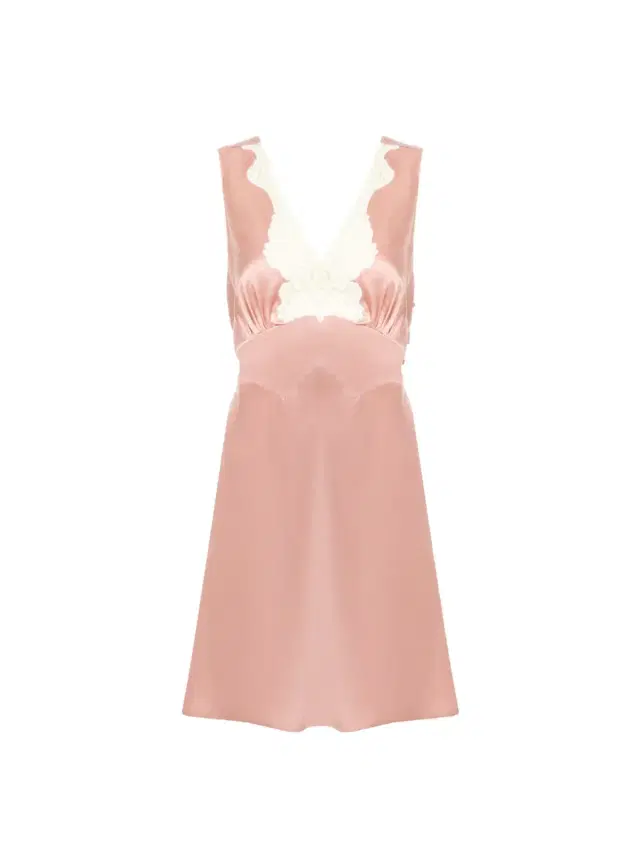 Chloé Sleeveless mini dress in washed silk satin & lace