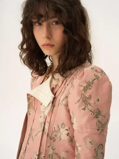 Chloé Fitted jacket in taffeta jacquard & lace | Thumbnail 6