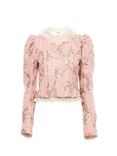 Chloé Fitted jacket in taffeta jacquard & lace | Thumbnail 7