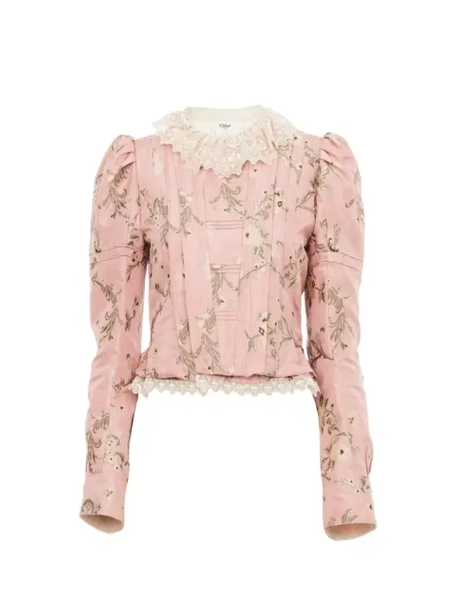 Chloé Fitted jacket in taffeta jacquard & lace