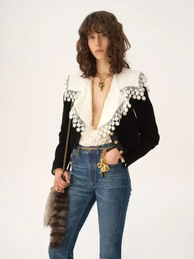 Chloé Cropped Spencer jacket in velvet | Thumbnail 3