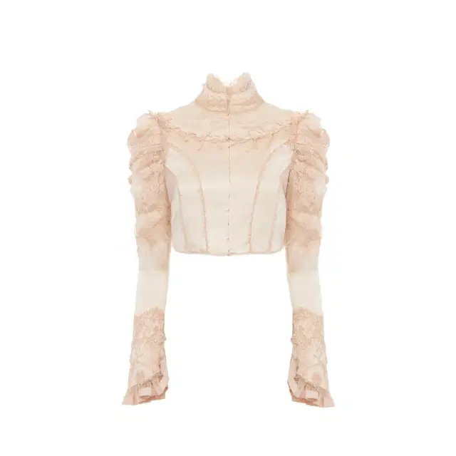 Chloé Cropped fitted jacket in silk duchess satin & lace