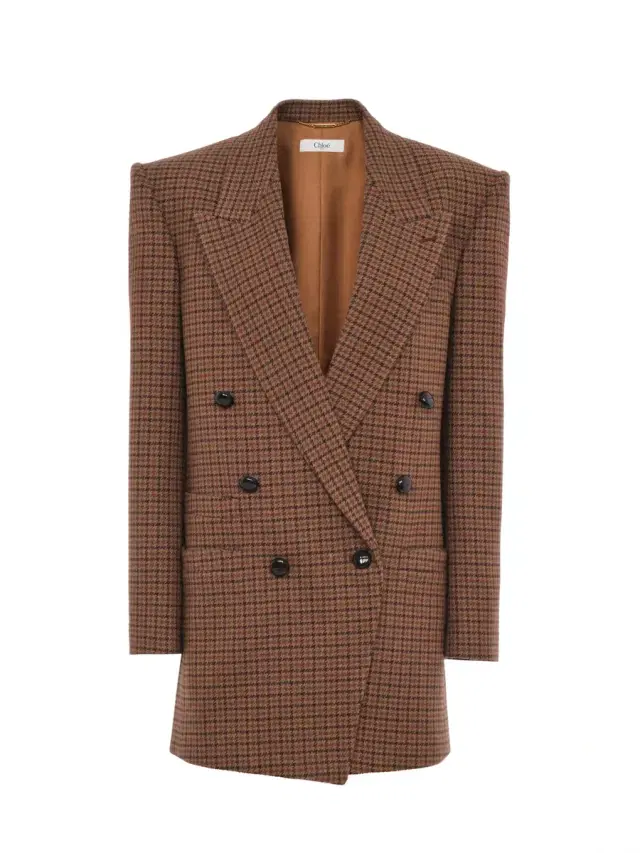 Chloé Double-breasted tailored jacket in houndstooth wool