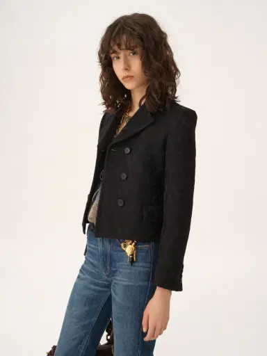 Chloé Double-breasted fitted jacket in a wool-mix jacquard | Thumbnail 4