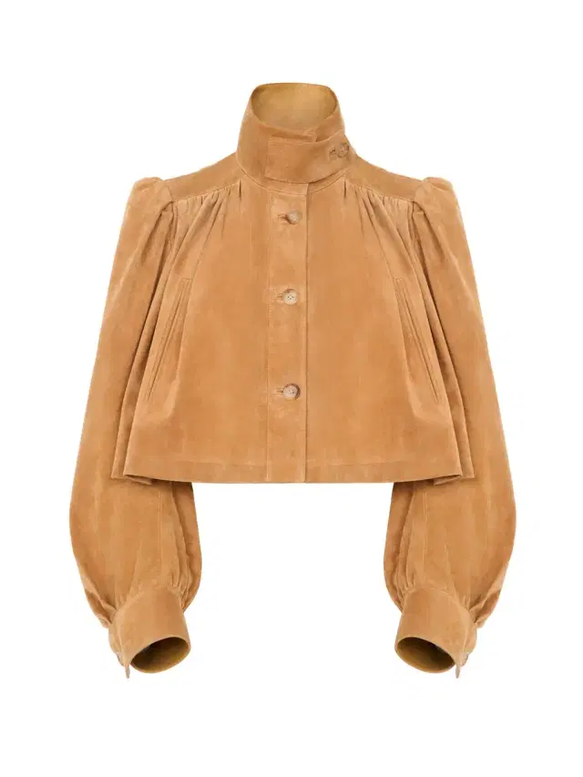 Chloé Gathered boule jacket in suede leather