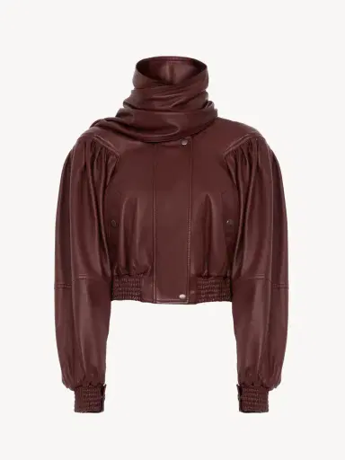 Chloé Cropped scarf jacket in leather | Thumbnail 2